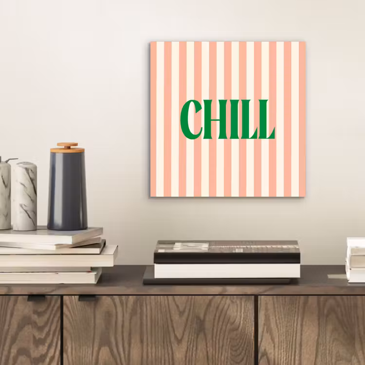 Zachtroze - Groen - Strepen - Chill aluminium wit klein -sfeer1