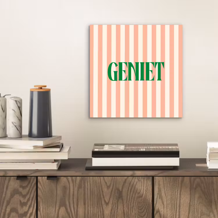 Zachtroze - Groen - Strepen - Geniet aluminium wit klein -sfeer1