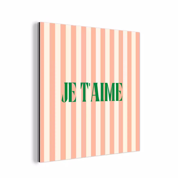 Zachtroze - Groen - Strepen - Je t'aime aluminium wit klein -3d