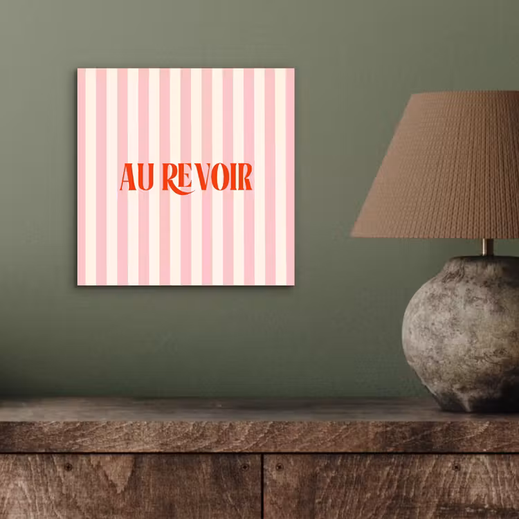 Zachtroze - Rood - Strepen - Au Revoir aluminium wit klein -sfeer2