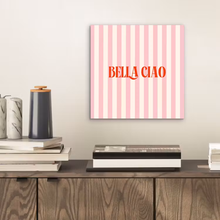 Zachtroze - Rood - Strepen - Bella Ciao aluminium wit klein -sfeer1