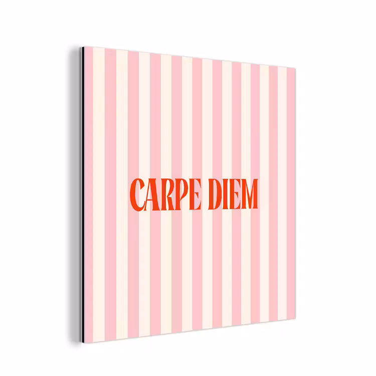 Zachtroze - Rood - Strepen - Carpe Diem aluminium wit klein -3d