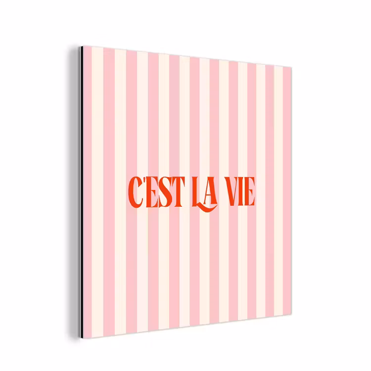 Zachtroze - Rood - Strepen - C'est La Vie aluminium wit klein -3d