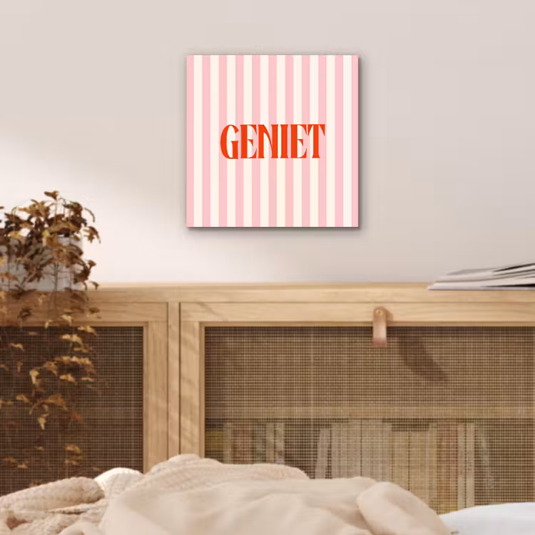 Zachtroze - Rood - Strepen - Geniet aluminium wit klein -sfeer3