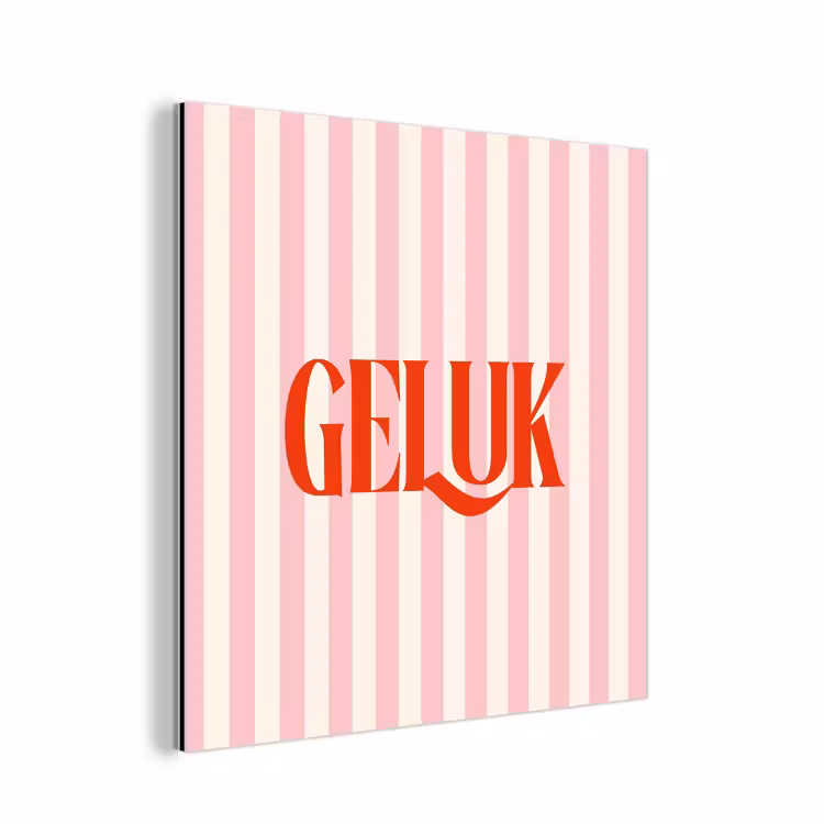 Zachtroze - Rood - Strepen - Geluk aluminium wit klein -3d
