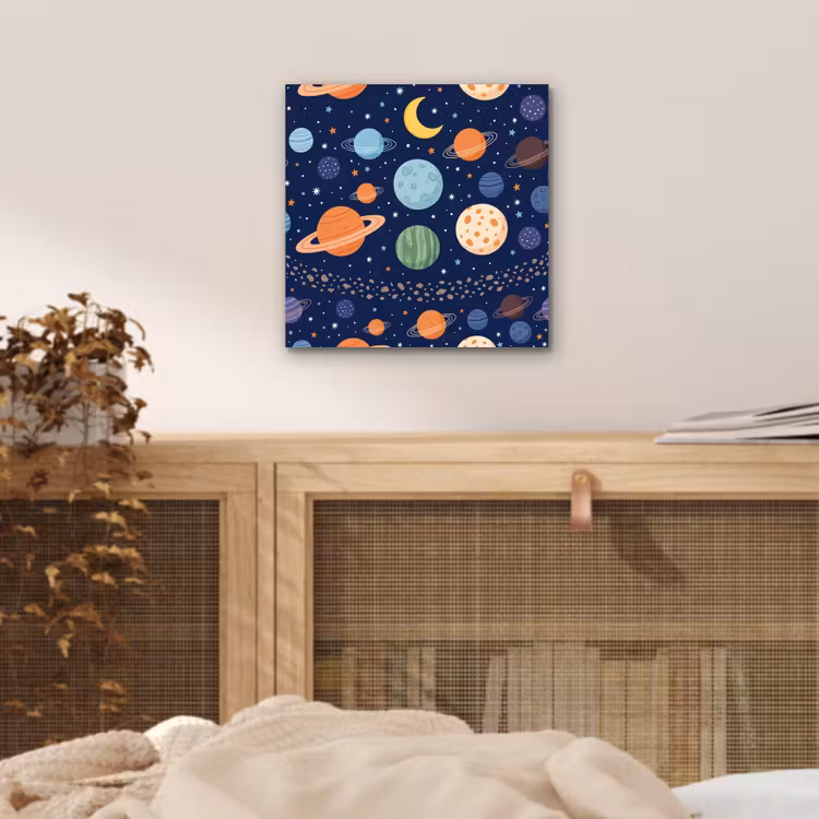 Ruimte - Planeten - Kleurrijk aluminium wit klein -sfeer3