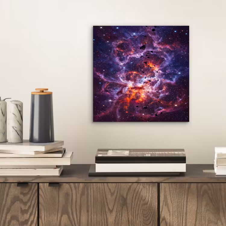 Space - Stars - Abstract - Colorful aluminium wit klein -sfeer1