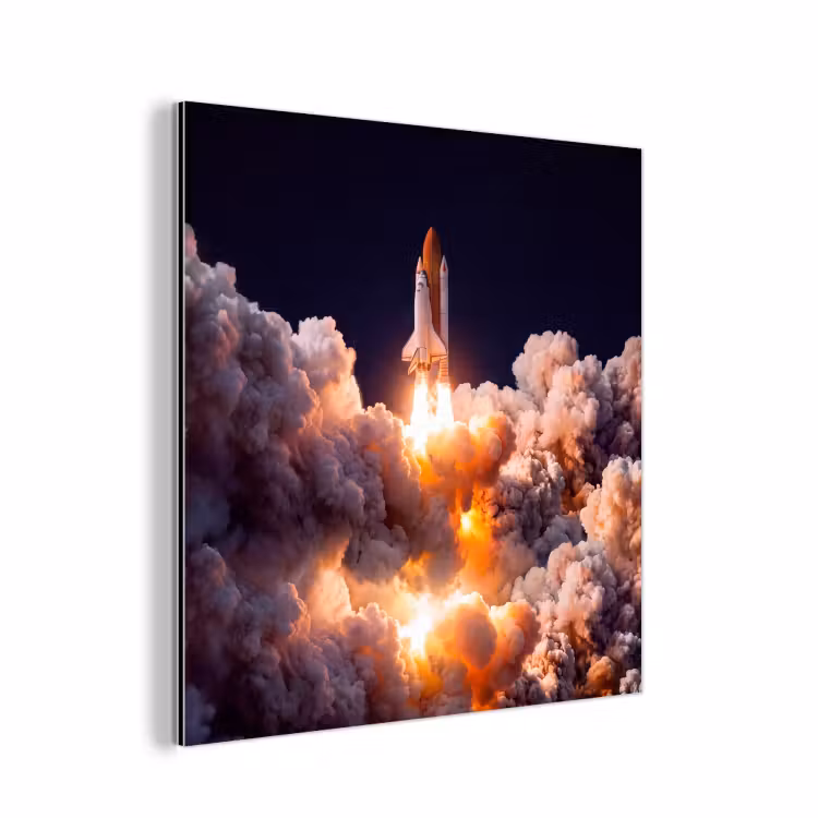aluminium wall art - Spacecraft - Launch - Stars - Ruimtevaartuig - Lancering - Sterren aluminium wit klein
