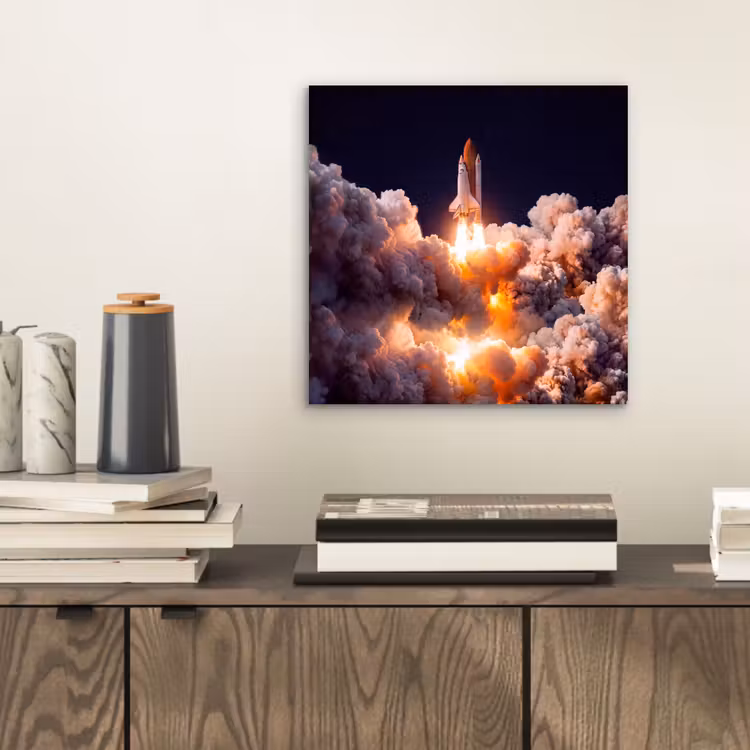 aluminium wall art - Spacecraft - Launch - Stars - Ruimtevaartuig - Lancering - Sterren aluminium wit klein