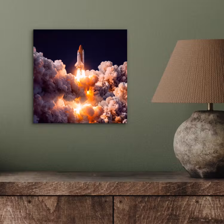 aluminium wall art - Spacecraft - Launch - Stars - Ruimtevaartuig - Lancering - Sterren aluminium wit klein