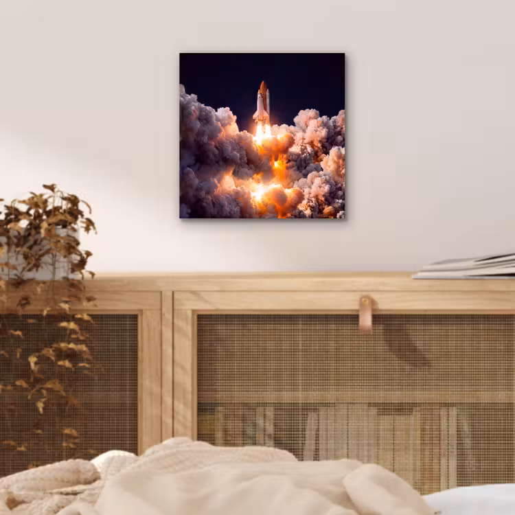 aluminium wall art - Spacecraft - Launch - Stars - Ruimtevaartuig - Lancering - Sterren aluminium wit klein