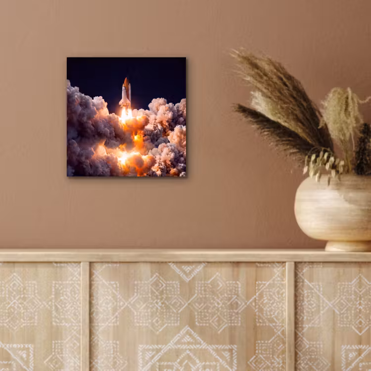 aluminium wall art - Spacecraft - Launch - Stars - Ruimtevaartuig - Lancering - Sterren aluminium wit klein