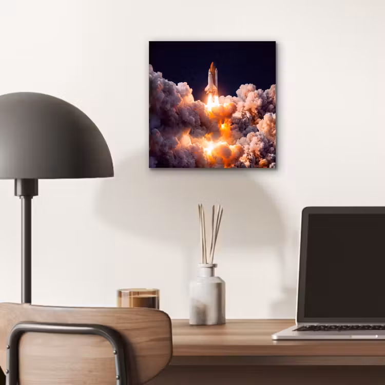 aluminium wall art - Spacecraft - Launch - Stars - Ruimtevaartuig - Lancering - Sterren aluminium wit klein