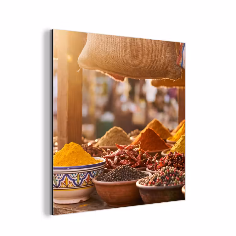 aluminium wall art - Spices - Market - Colorful - Specerijen - Markt - Kleurrijk aluminium wit klein