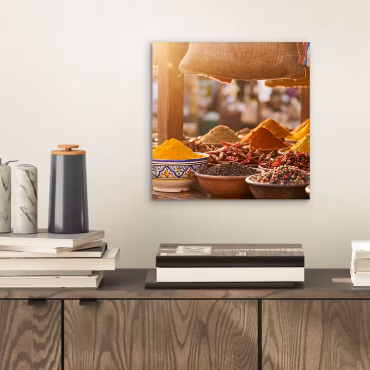 aluminium wall art - Spices - Market - Colorful - Specerijen - Markt - Kleurrijk aluminium wit klein