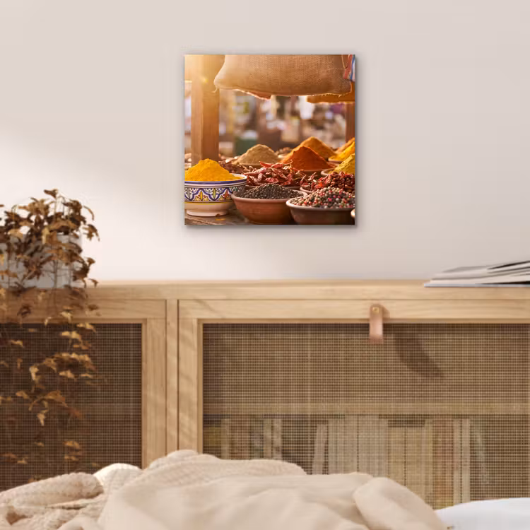 aluminium wall art - Spices - Market - Colorful - Specerijen - Markt - Kleurrijk aluminium wit klein