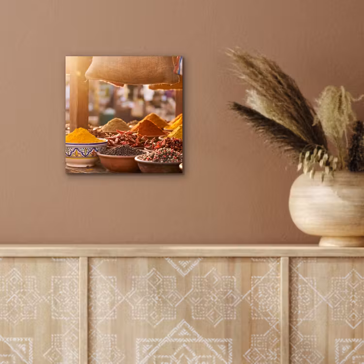 aluminium wall art - Spices - Market - Colorful - Specerijen - Markt - Kleurrijk aluminium wit klein