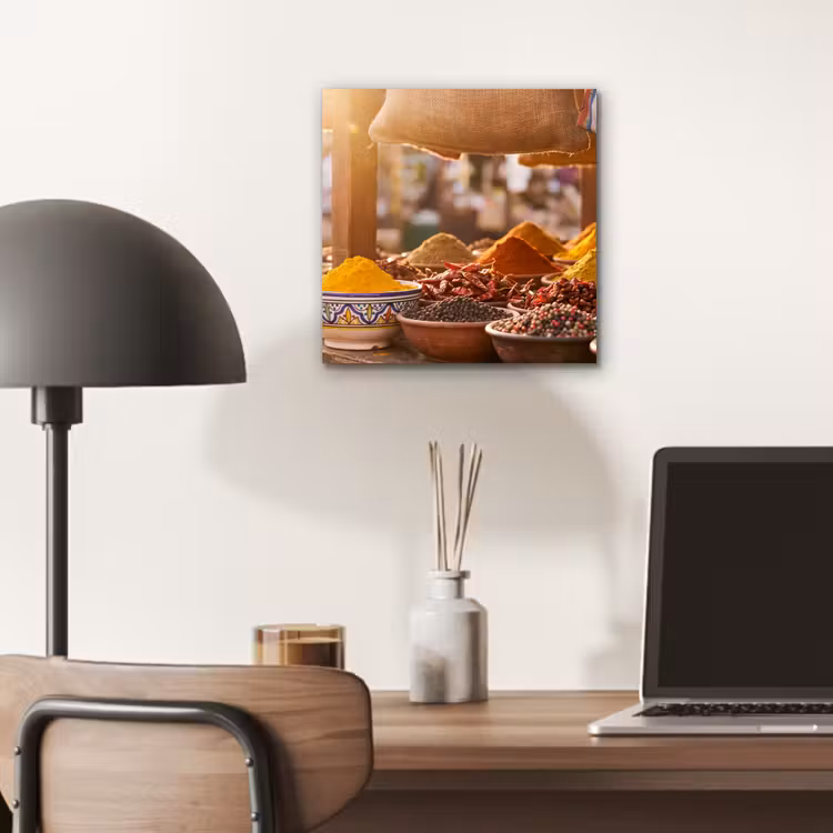 aluminium wall art - Spices - Market - Colorful - Specerijen - Markt - Kleurrijk aluminium wit klein