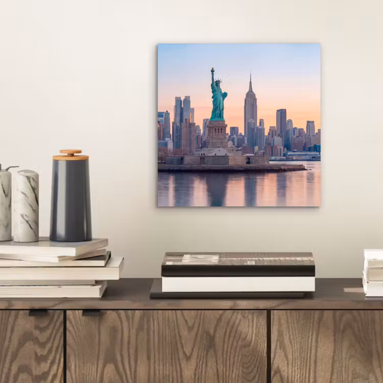 Vrijheidsbeeld - New York - Zonsopgang - Stad - Architectuur aluminium wit klein -sfeer1