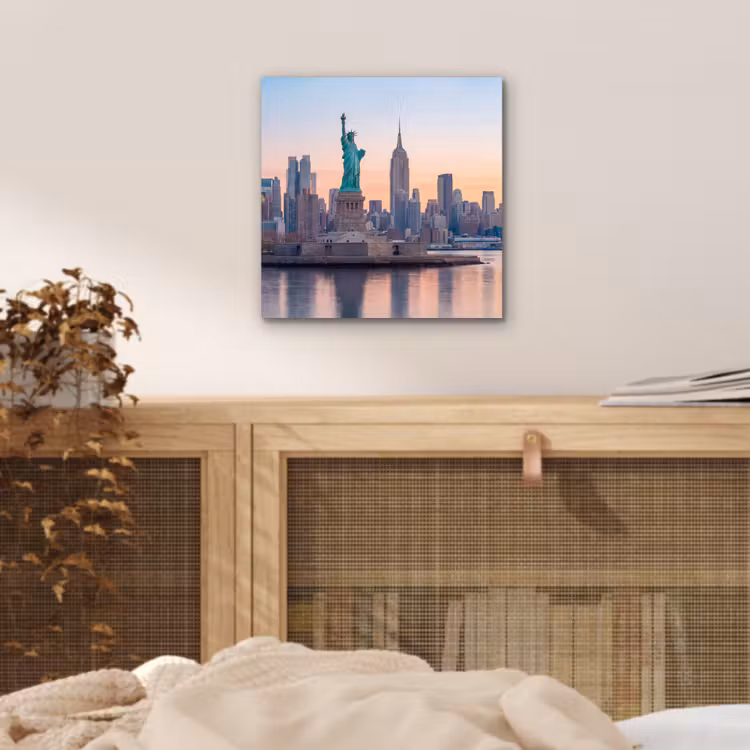 Vrijheidsbeeld - New York - Zonsopgang - Stad - Architectuur aluminium wit klein -sfeer3