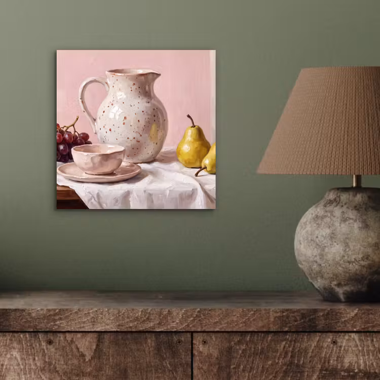 aluminium wall art - Still Life - Fruit - Pink - Stilleven - Fruit - Roze aluminium wit klein