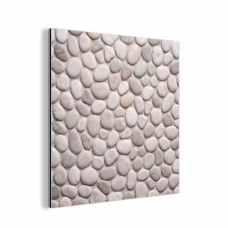 Steen - Kiezel - Natuur - Minimalistisch - Beige aluminium wit klein -3d