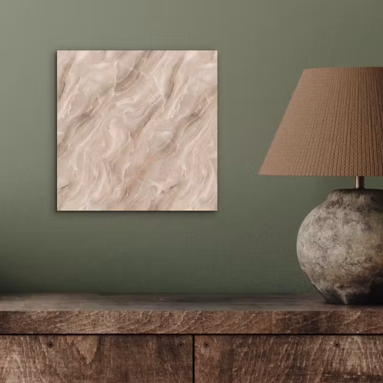 Steen - Golvend - Abstract - Beige aluminium wit klein -sfeer2
