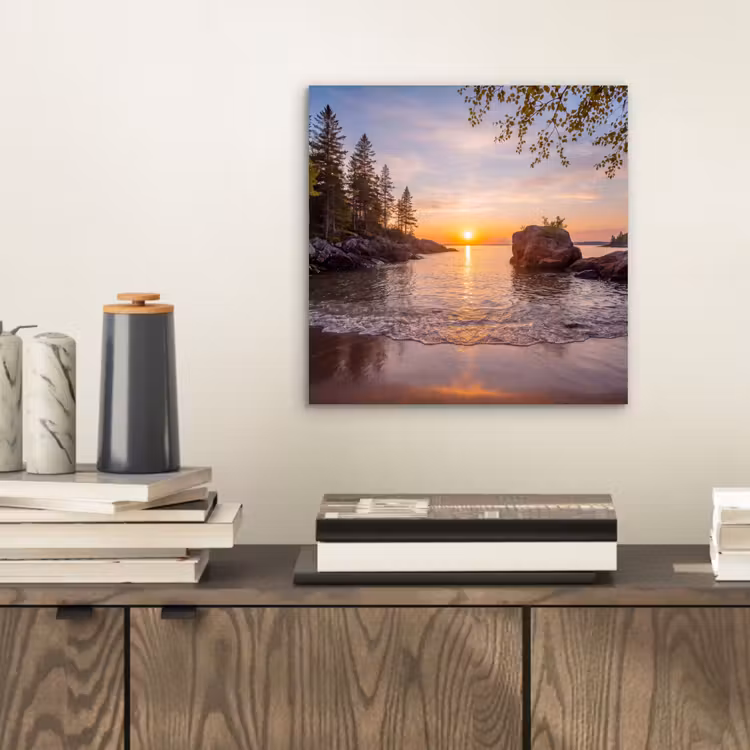 Zonsondergang - Kust - Water - Natuur - Oranje aluminium wit klein -sfeer1