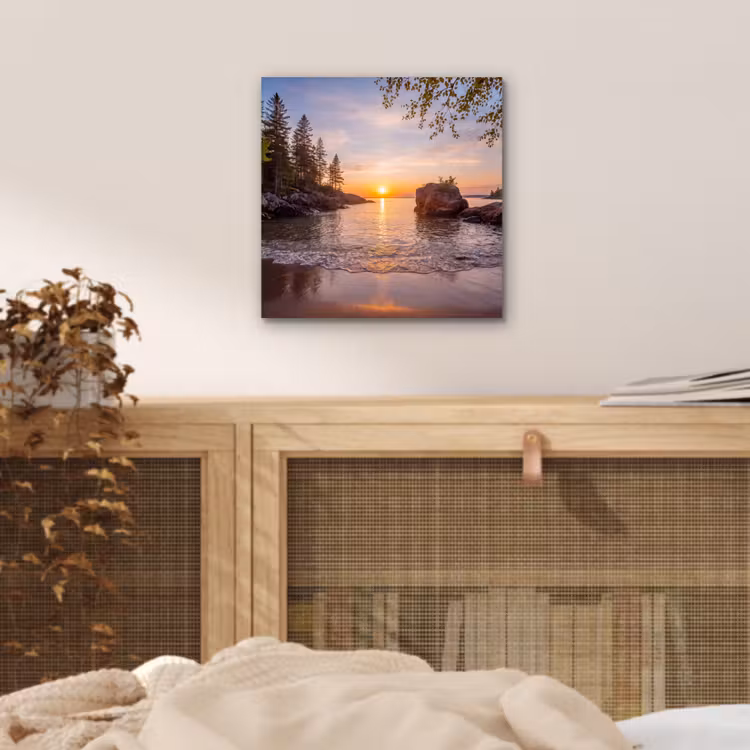 Zonsondergang - Kust - Water - Natuur - Oranje aluminium wit klein -sfeer3