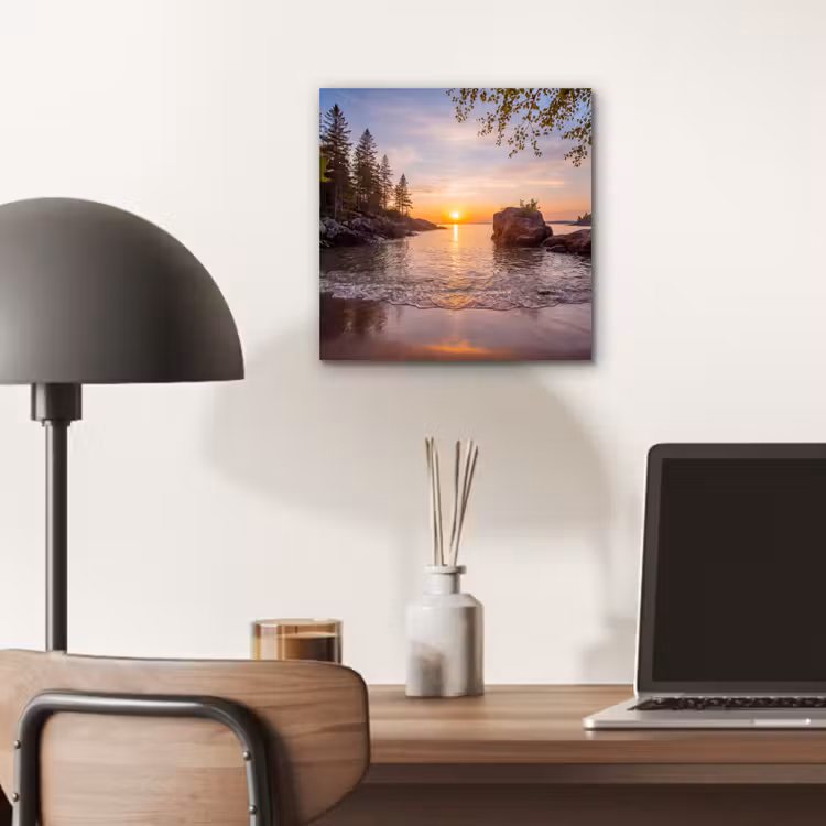 Zonsondergang - Kust - Water - Natuur - Oranje aluminium wit klein -sfeer5