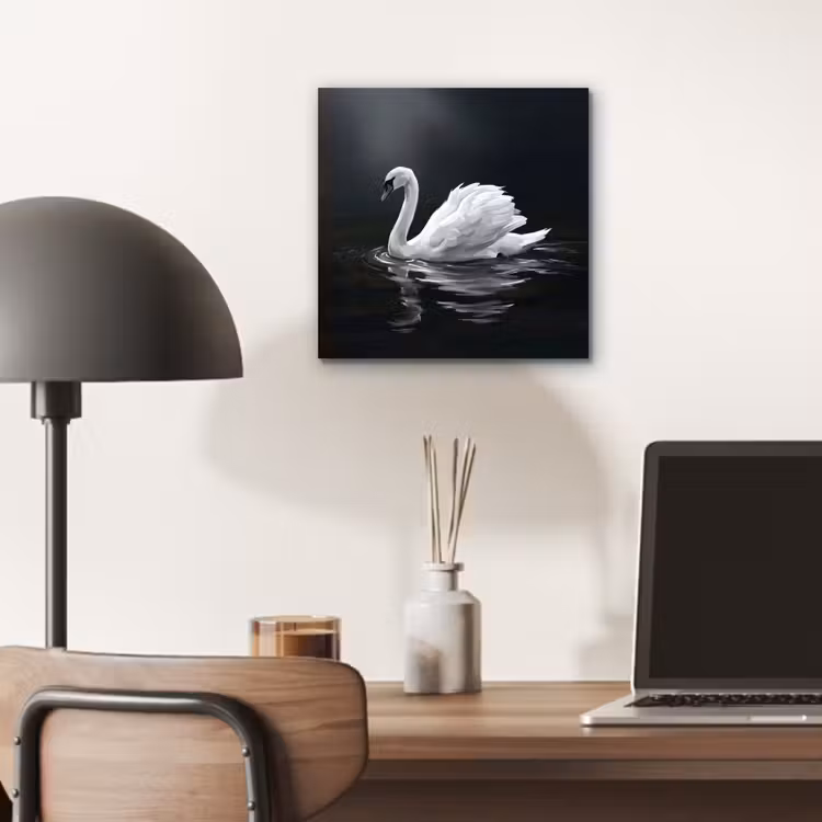 Zwaan - Water - Natuur - Realistisch - Wit aluminium wit klein -sfeer5