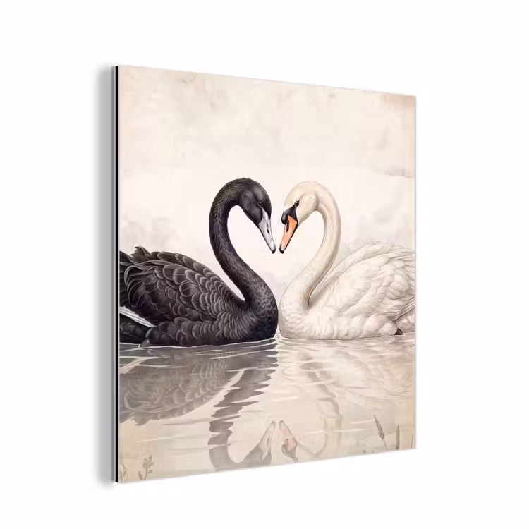Zwanen - Hartvorm - Dieren aluminium wit klein -3d