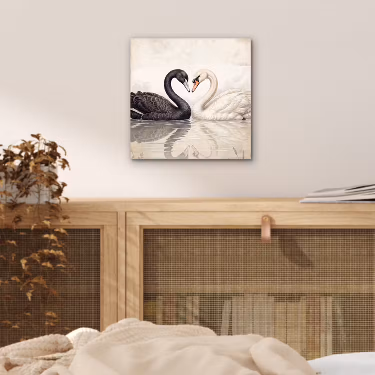 Zwanen - Hartvorm - Dieren aluminium wit klein -sfeer3