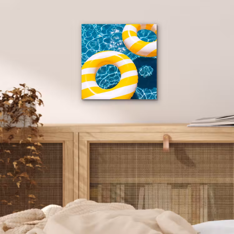 Zwembad - Zwembanden - Zomer - Geel - Blauw aluminium wit klein -sfeer3