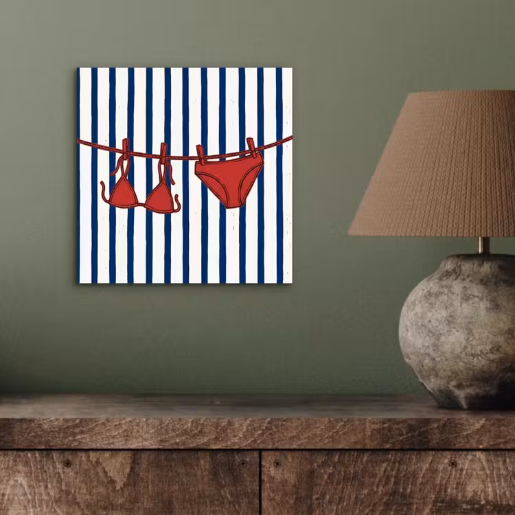 Badkleding - Waslijn - Zomer - Illustratie - Rood aluminium wit klein -sfeer2