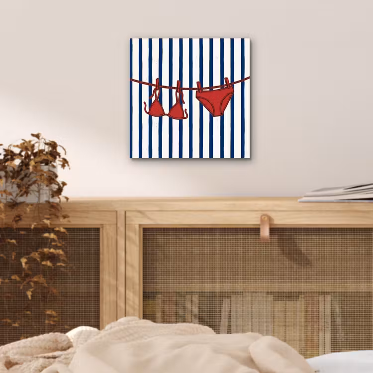 Badkleding - Waslijn - Zomer - Illustratie - Rood aluminium wit klein -sfeer3