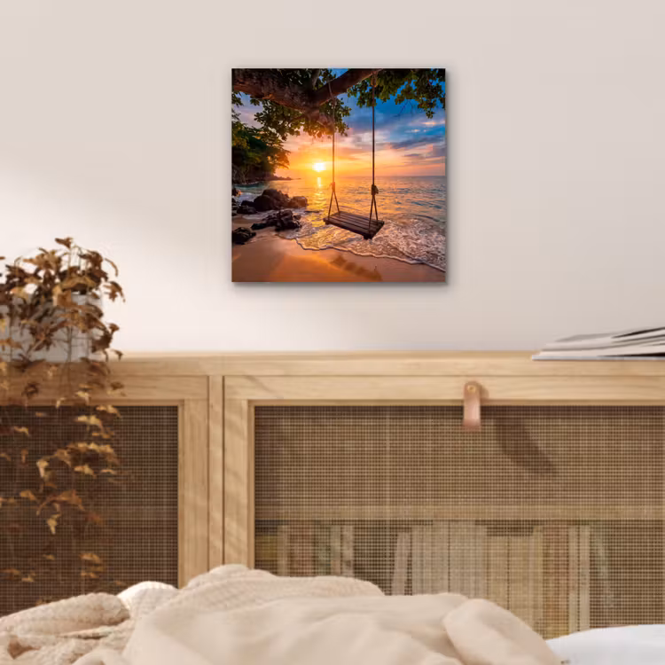 Schommel - Strand - Zonsondergang - Natuur - Oranje aluminium wit klein -sfeer3