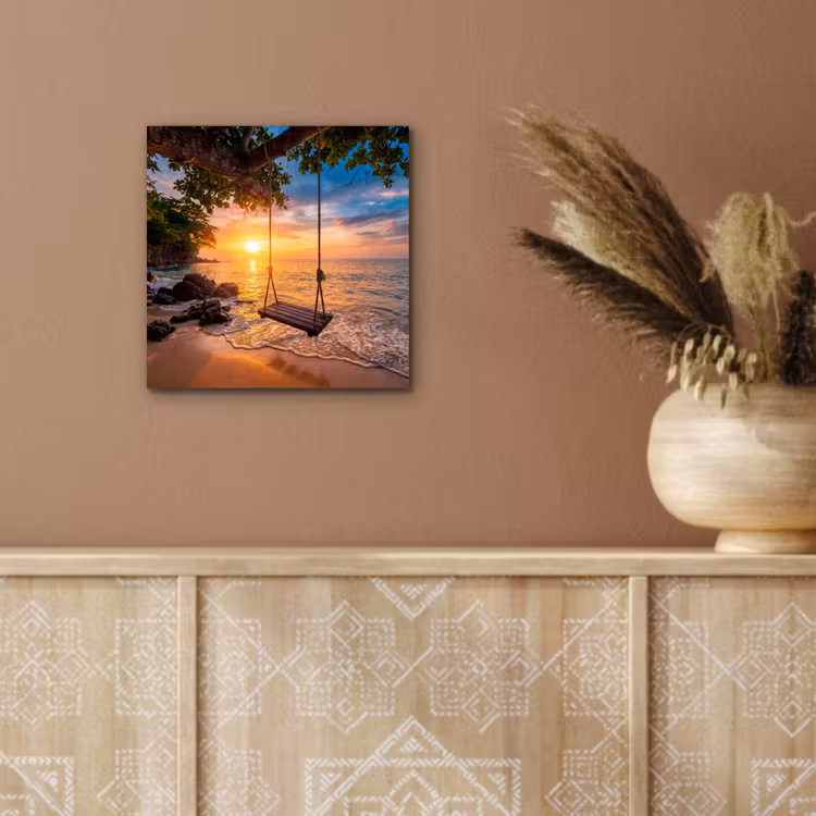 Schommel - Strand - Zonsondergang - Natuur - Oranje aluminium wit klein -sfeer4