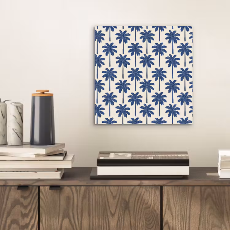Symmetrisch - Palm - Blauw aluminium wit klein 46 -sfeer1