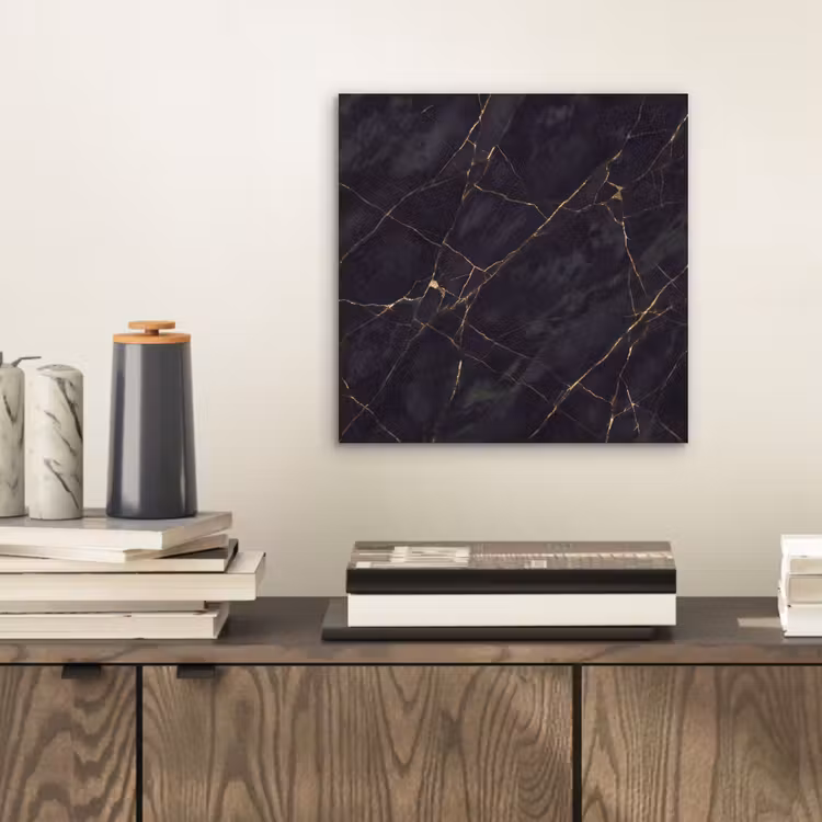 Textuur - Gouden lijnen - Abstract - Modern - Zwart aluminium wit klein -sfeer1