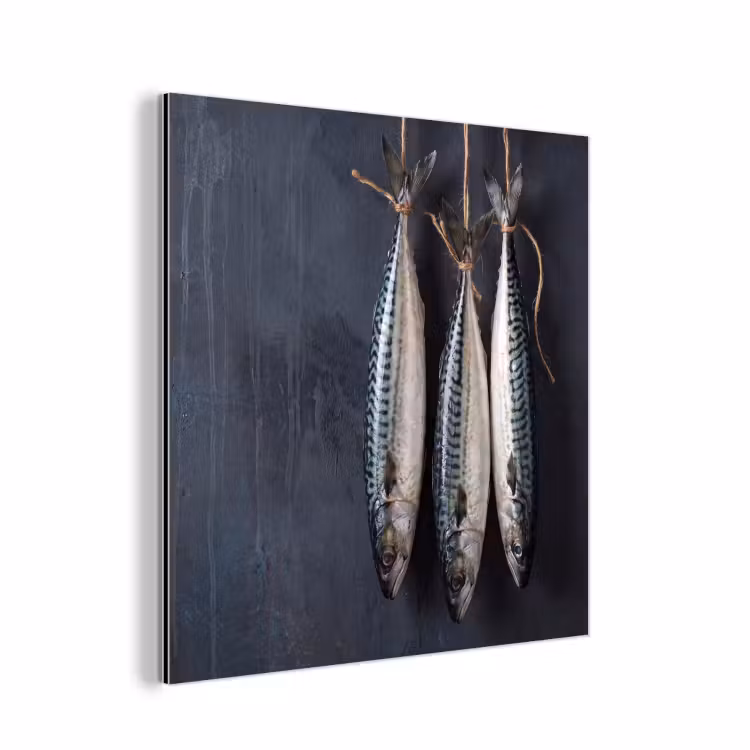 aluminium wall art - Three Fish - Rope - Drie vissen - Touw aluminium wit klein