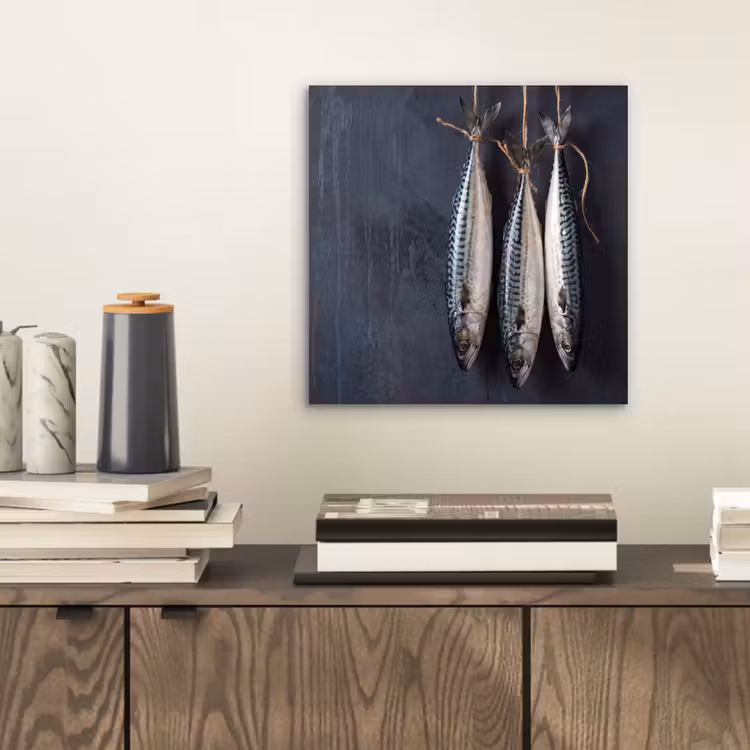 aluminium wall art - Three Fish - Rope - Drie vissen - Touw aluminium wit klein