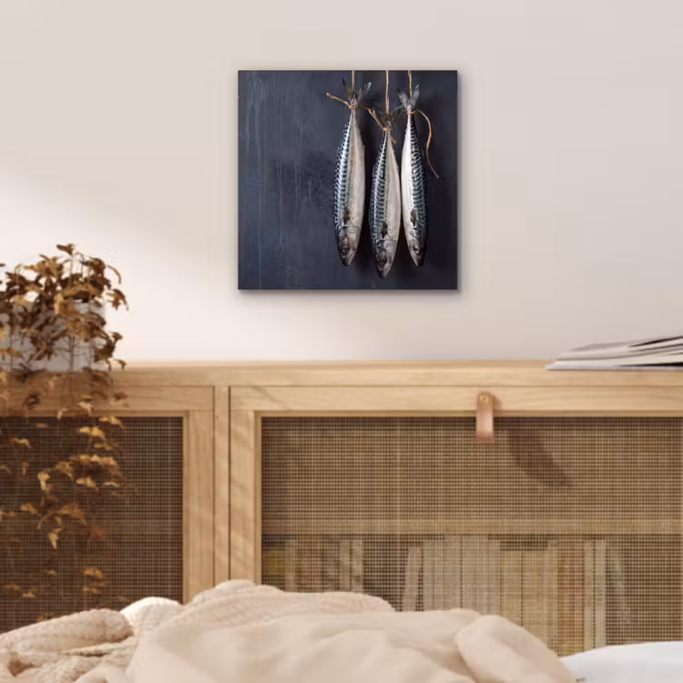 aluminium wall art - Three Fish - Rope - Drie vissen - Touw aluminium wit klein