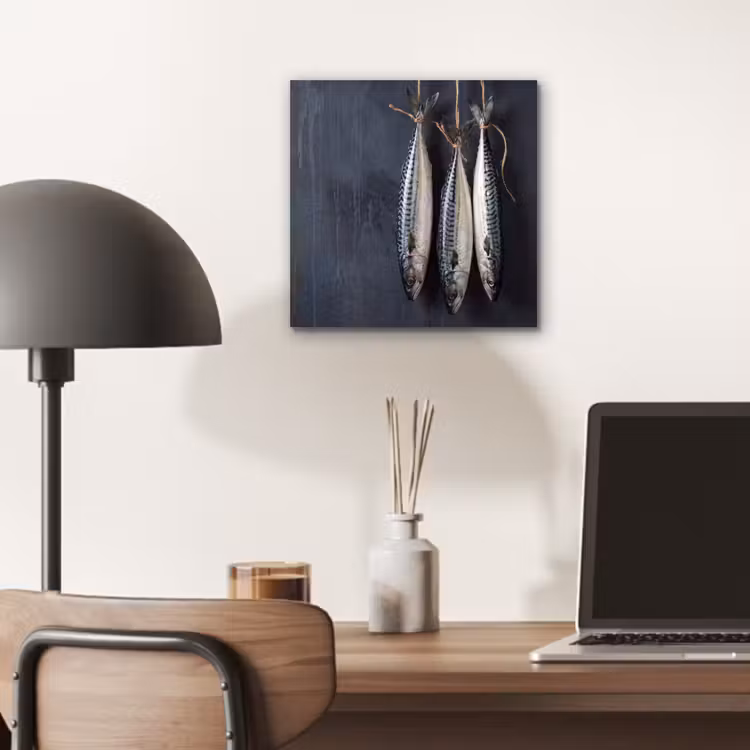 aluminium wall art - Three Fish - Rope - Drie vissen - Touw aluminium wit klein