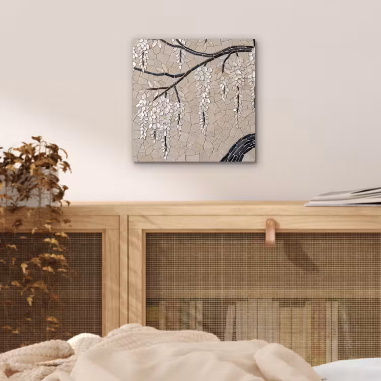 Boom - Bloemen - Mozaïek - Kunst - Wit aluminium wit klein -sfeer3