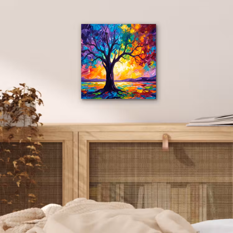 Boom - Landschap - Natuur - Abstract - Kleurrijk aluminium wit klein -sfeer3
