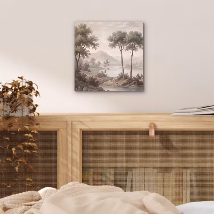 Bomen - Meer - Bergen - Illustratie aluminium wit klein -sfeer3