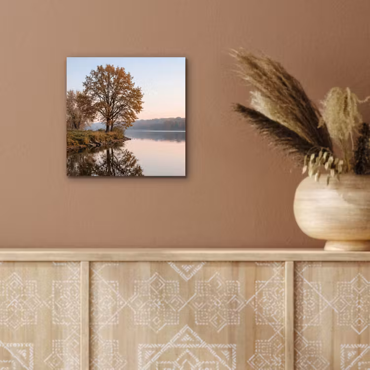 Bomen - Reflectie - Water - Zonsopgang - Serene aluminium wit klein -sfeer4