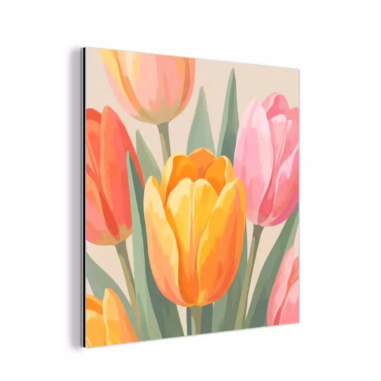 Tulpen - Abstract - Kleurrijk aluminium wit klein -3d