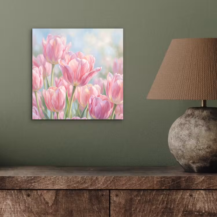 Tulpen - Veld - Lente - Roze aluminium wit klein -sfeer2
